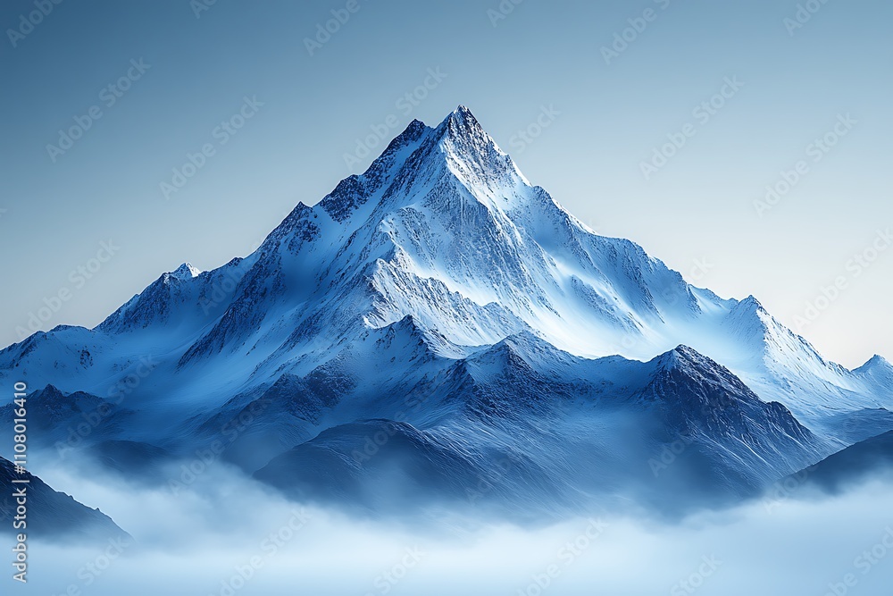 Obraz premium A snow-capped mountain peak rises above a sea of clouds