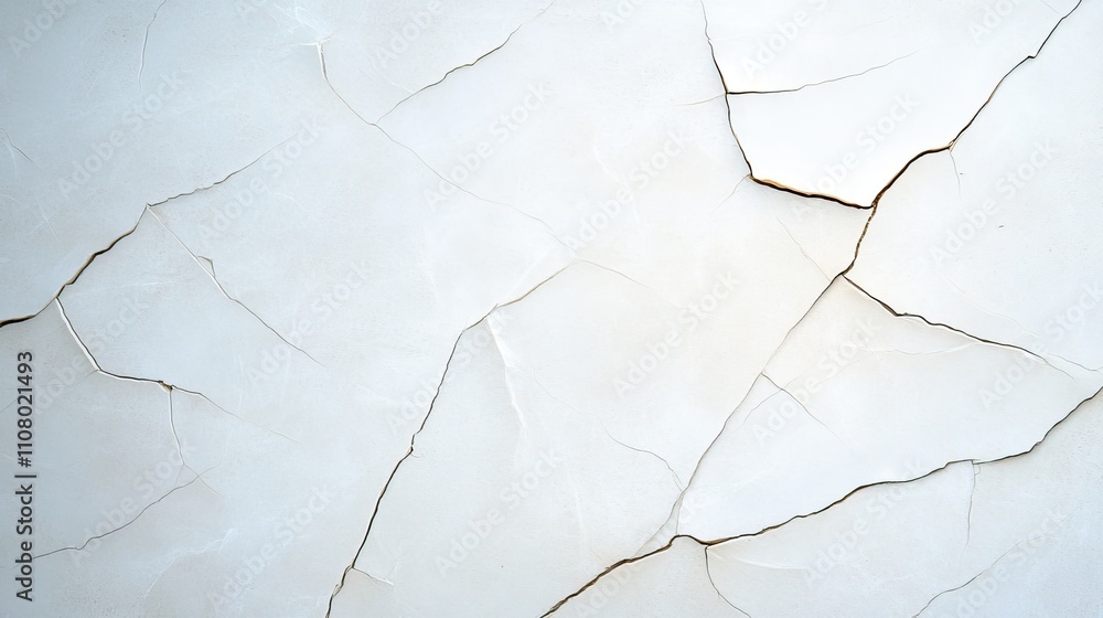 Fototapeta premium A close-up view of a textured surface showing intricate cracks and a subtle color palette for artistic backgrounds.