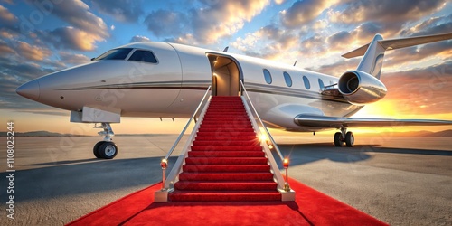 Wallpaper Mural Private Jet Red Carpet Sunset Composition, Image, Concept, Luxury Travel, Aviation Luxury travel, private jet Torontodigital.ca