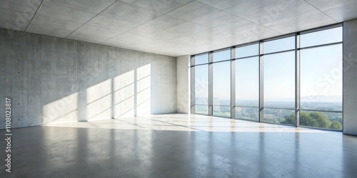 Wallpaper Mural Modern Concrete Room with Panoramic View, Architectural Visualization, Interior Design Concrete, Architecture Torontodigital.ca