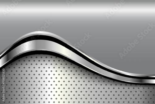 Silver gray metal background, 3D polished chrome metallic and shiny texture.