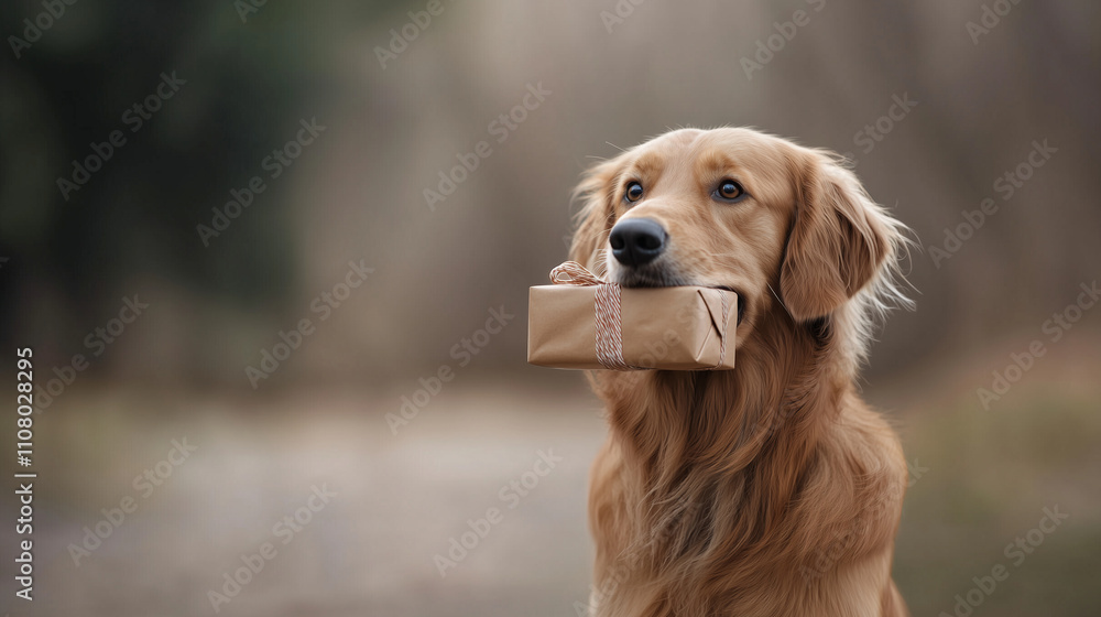 Dog Gift Eagerly Presenting to Owners with Love Dog Gift Eagerly Presenting to Owners with Love