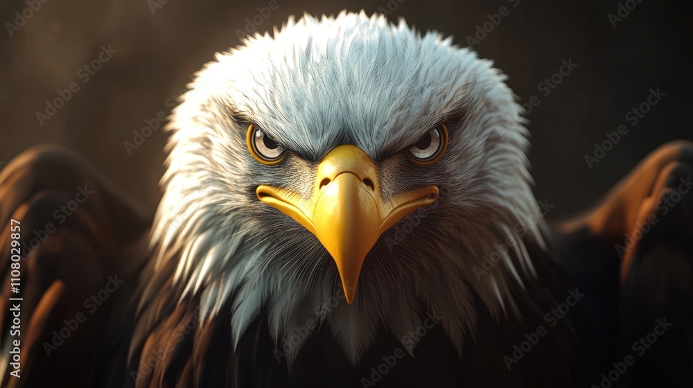 Obraz premium Close up view of a yellow-billed eagle looking forward. Ai generated image