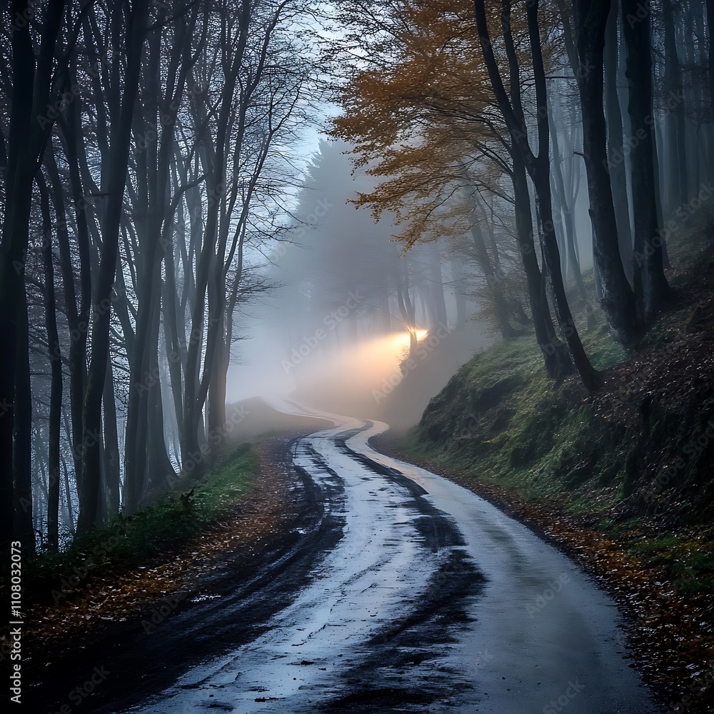 Fototapeta premium Mountain road winding through forest landscape image