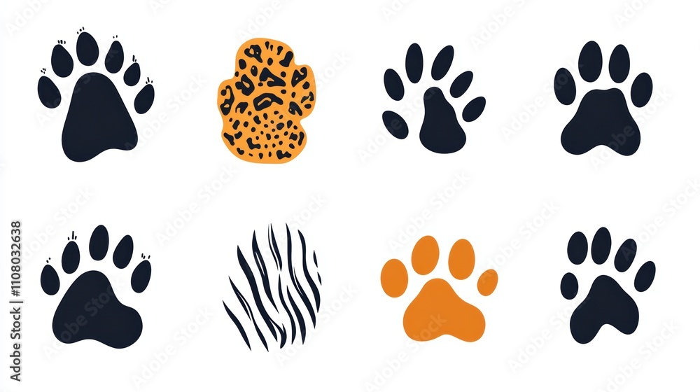 Fototapeta premium Abstract animal prints collection featuring millennial gray creative space illustrative art minimalist style graphic design