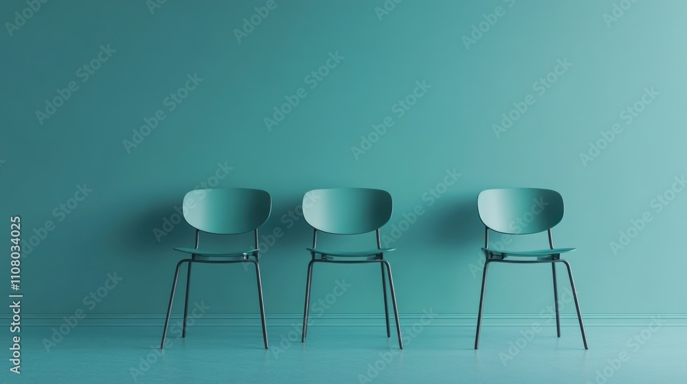 Obraz premium Close up view of blue chair against blue wall. Ai generated image