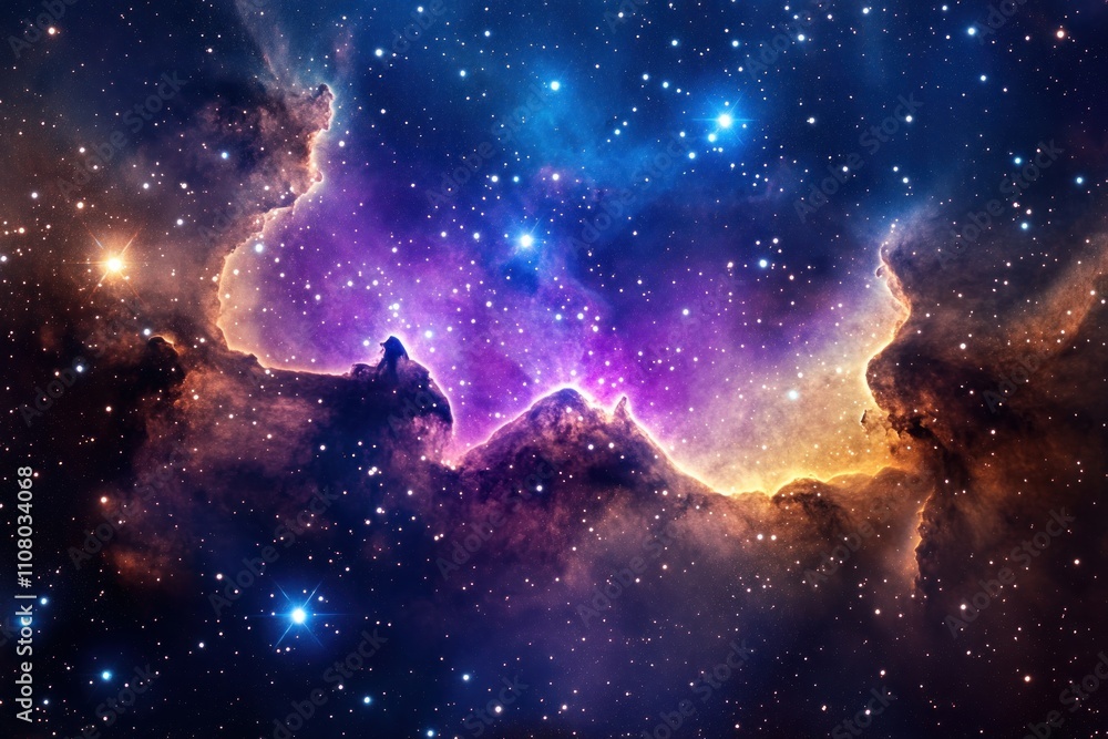 Fototapeta premium Cosmic Nebula Starscape Vivid Colors And Dust