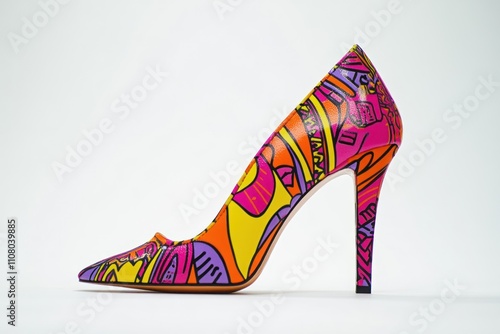 Colorful High Heel Shoe With Abstract Design photo