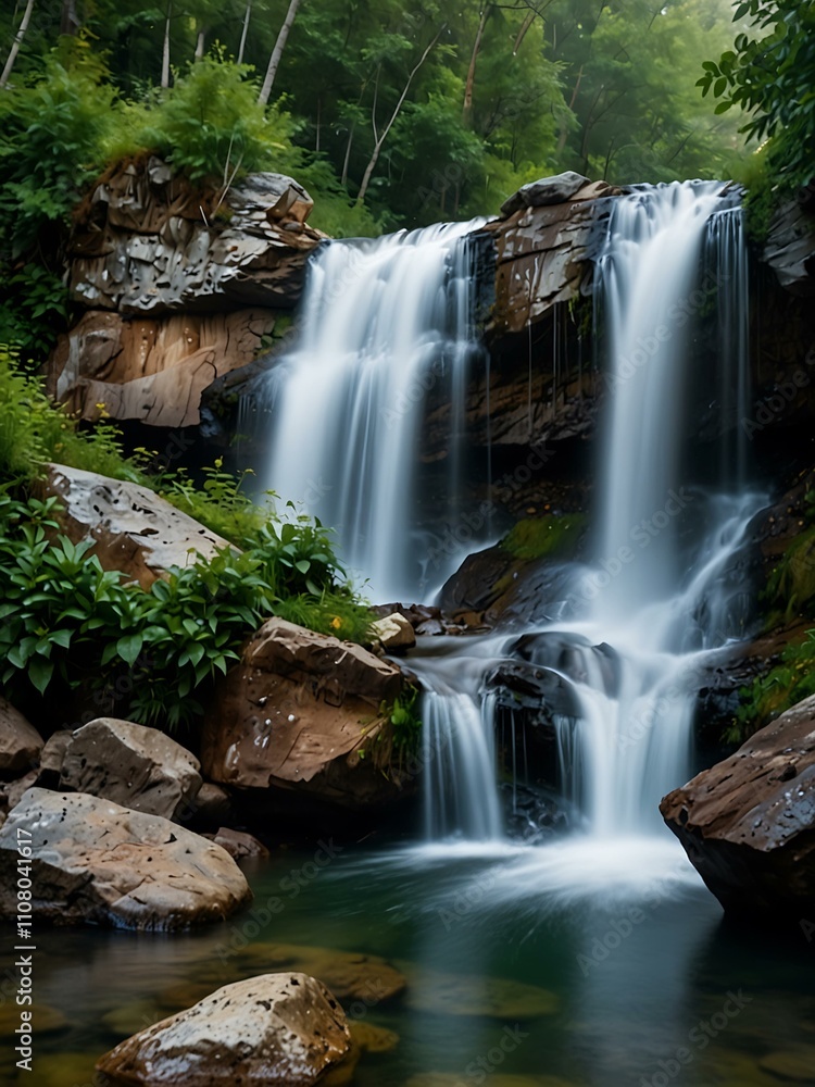 Obraz premium Mountain waterfall.
