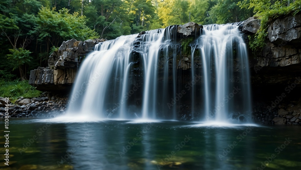 Mountain waterfall. Mountain waterfall.