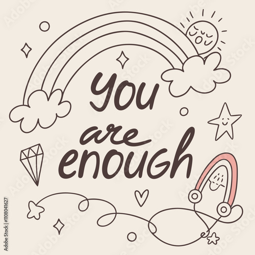 You Are Enough with doodle stars t shirt design