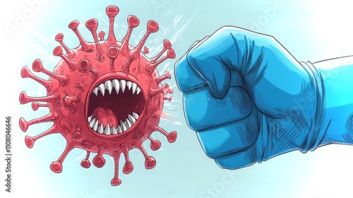 Obraz na płótnie Medical professionals combatting viruses in a dynamic cartoon style illustration w salonie
