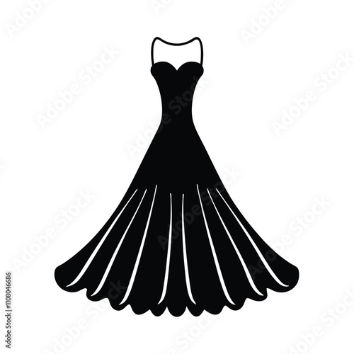 a black silhouette of a formal dress