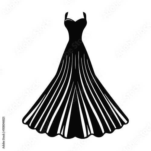 a black silhouette of a formal dress