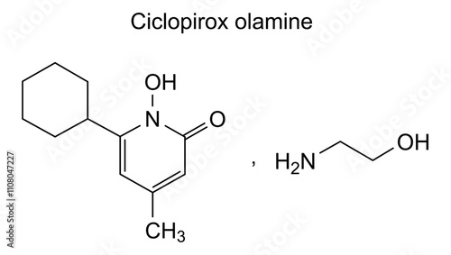 Chemical structure of ciclopirox olamine, drug substance