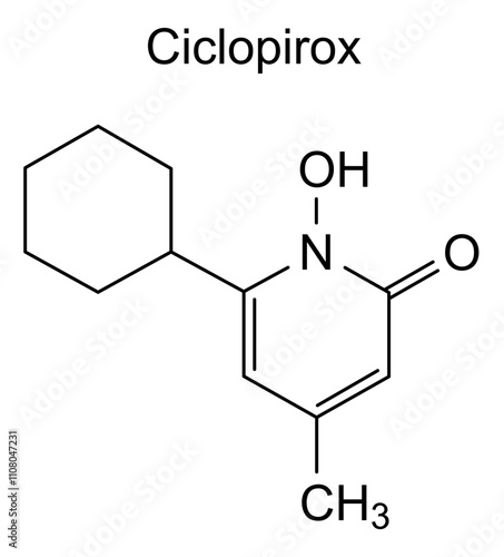 Chemical structure of ciclopirox, drug substance