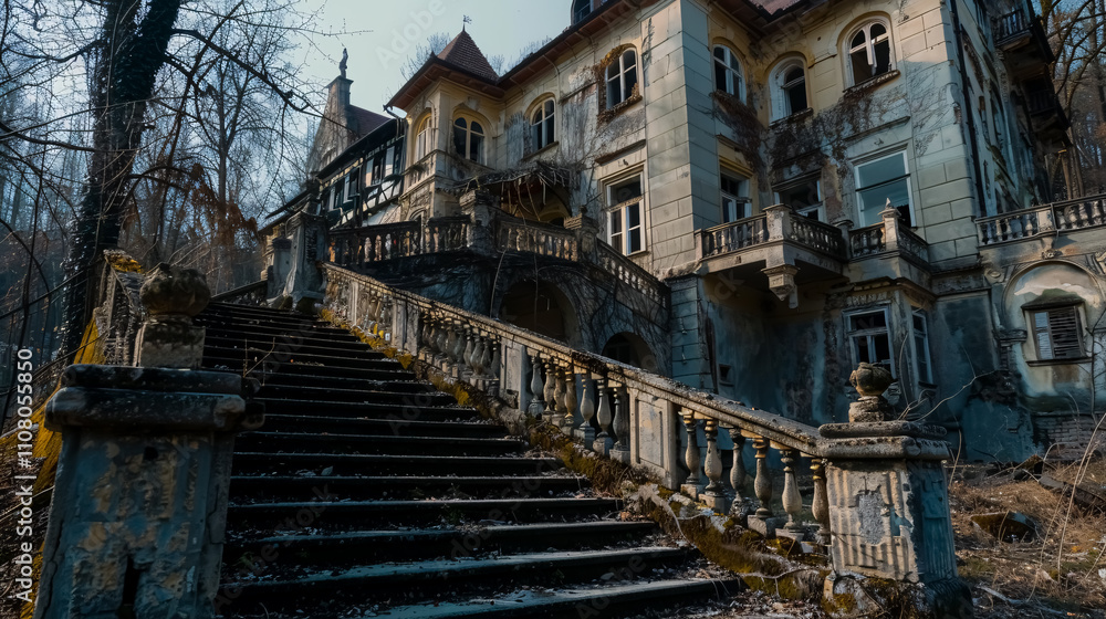 Fototapeta premium The abandoned Grad Bokalce castle near Ljubljana, Slovenia, captured in a travel Europe aesthetic photo