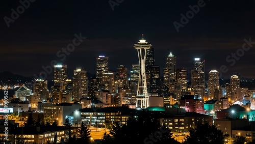 Wallpaper Mural Nighttime cityscape of Seattle. Torontodigital.ca