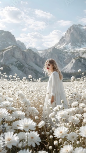 an attractive woman in the mountains