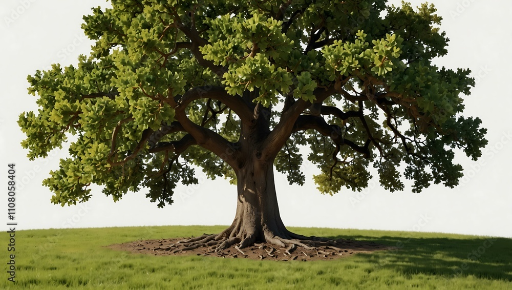 Obraz premium Oak tree on white background (AI-generated).