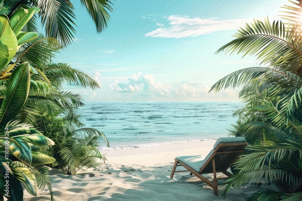 Fototapeta premium Tranquil tropical beach landscape for summer vacation concept.