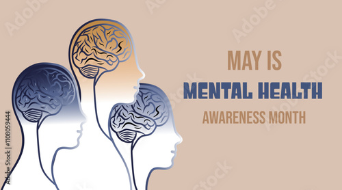 Traven is a month of awareness about mental health. Mental Health Awareness Month. Vector illustrations.
