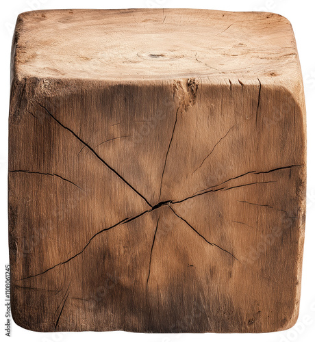 PNG Large cracked wooden block cube