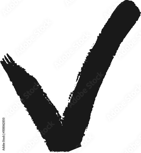 Large grunge check mark symbolizing agreement, acceptance, and positive outcome is displayed on a clean white background, conveying validation and correctness