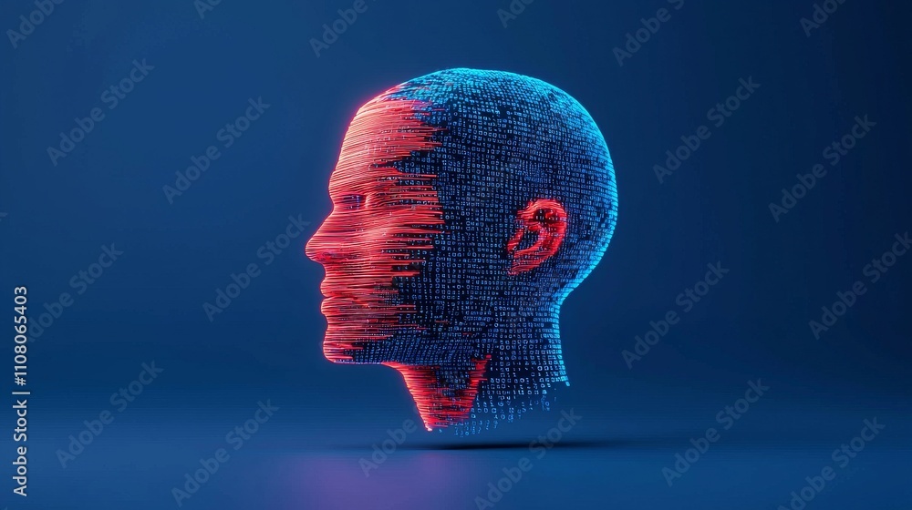 Obraz premium AI and Cyber Security Represented by a Digital Human Face, Known as a Data Portrait