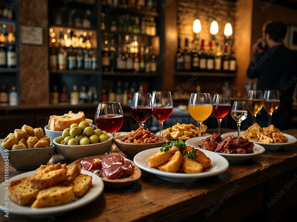 Fototapeta premium On-site tapas at a tapas bar.