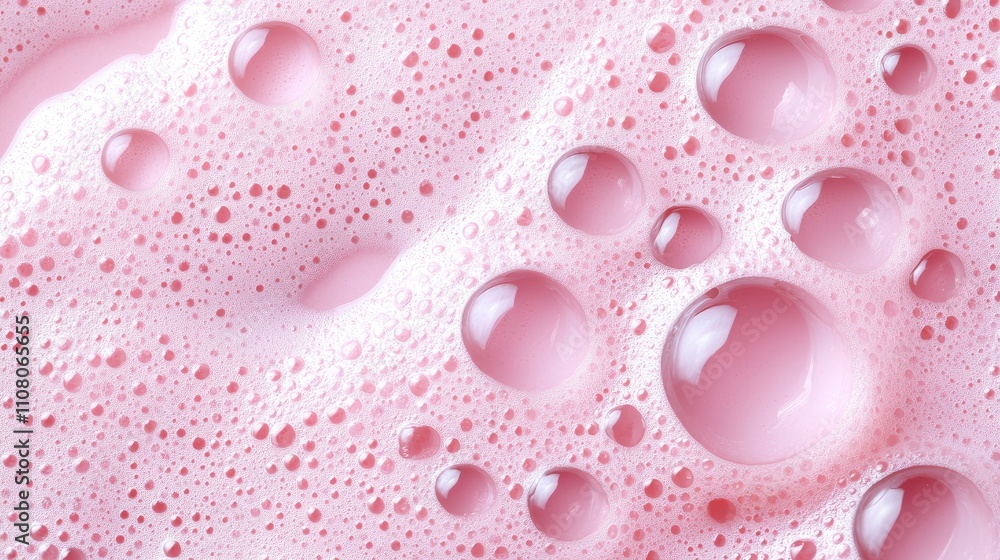 Exploring the delicate beauty of pink gel texture with bubbles and drops in a captivating close-up Exploring the delicate beauty of pink gel texture with bubbles and drops in a captivating close-up