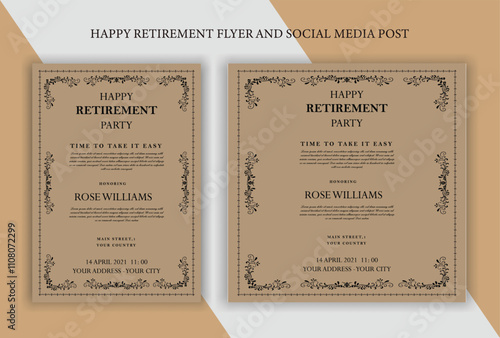 happy retirement flyer design 