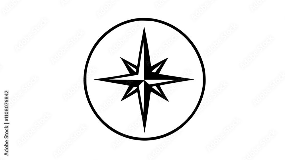 Icon A modern compass with a black and white latitude. Icon A modern compass with a black and white latitude.