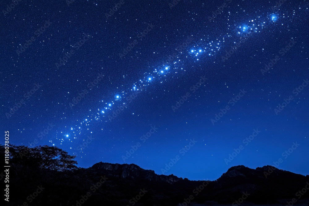 Fototapeta premium Night Sky Mountains Starry Constellations Above