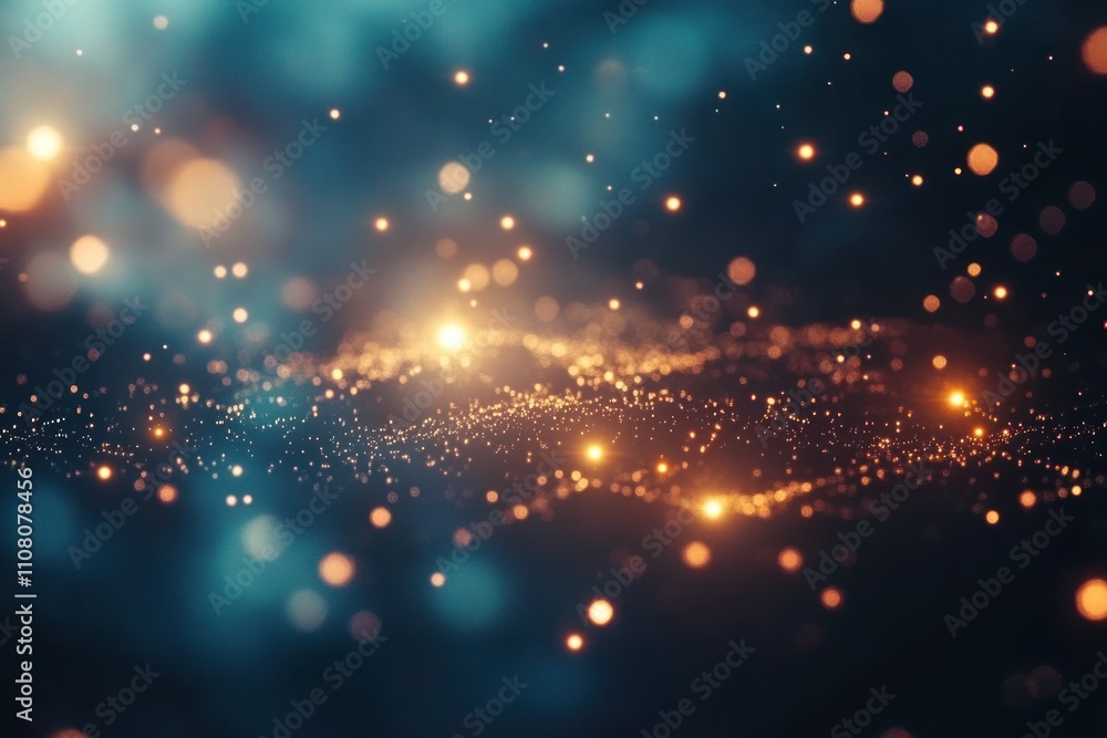 Obraz premium Abstract Golden Lights Shimmering Dark Background
