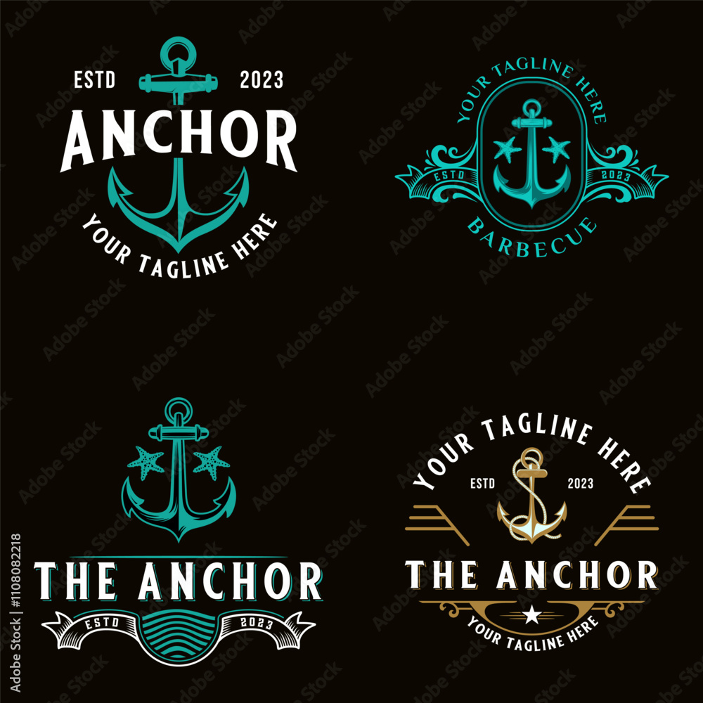 Fototapeta premium anchor logo set. anchor icon for marine company design 