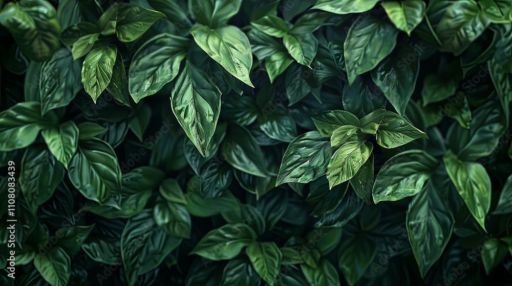 Lush, Dark Green Foliage: A Dense Collection of Tropical-Like Leaves Lush, Dark Green Foliage: A Dense Collection of Tropical-Like Leaves