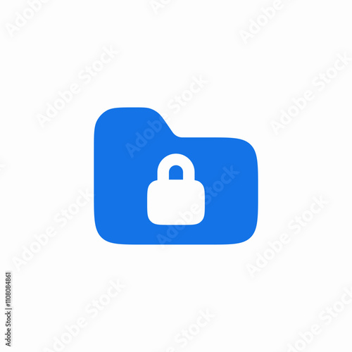 solid folder lock icon sign vector