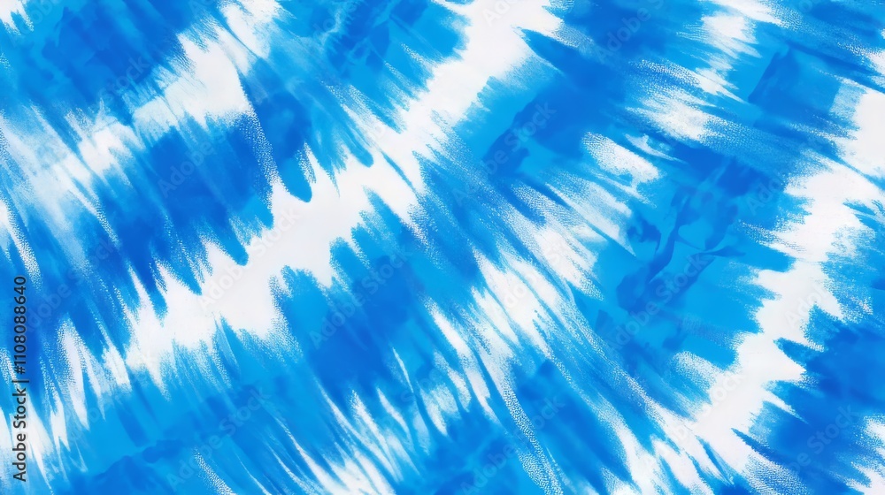 Fototapeta premium Blue striped tie-dye shirt design. A seamless vector repeat for backgrounds, banners, and batik art. 