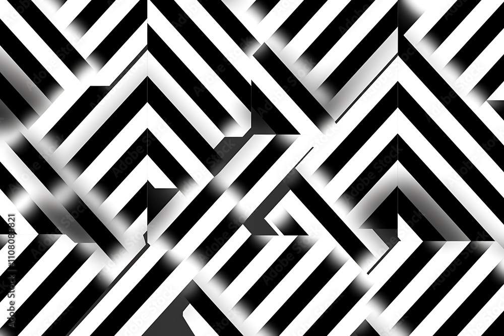 Abstract pattern of black and white diagonal stripes creating depth. Abstract pattern of black and white diagonal stripes creating depth.