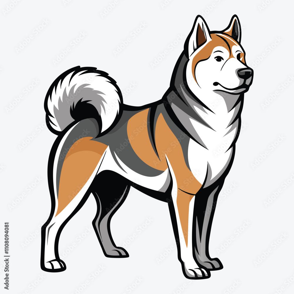 Obraz premium Akita vector White background illustration Generative Ai