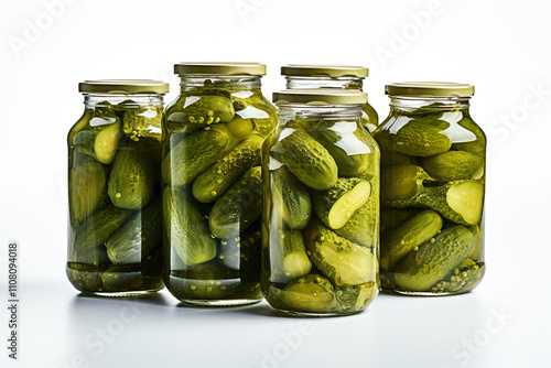 can of canned cucumbers isolated on clear white background