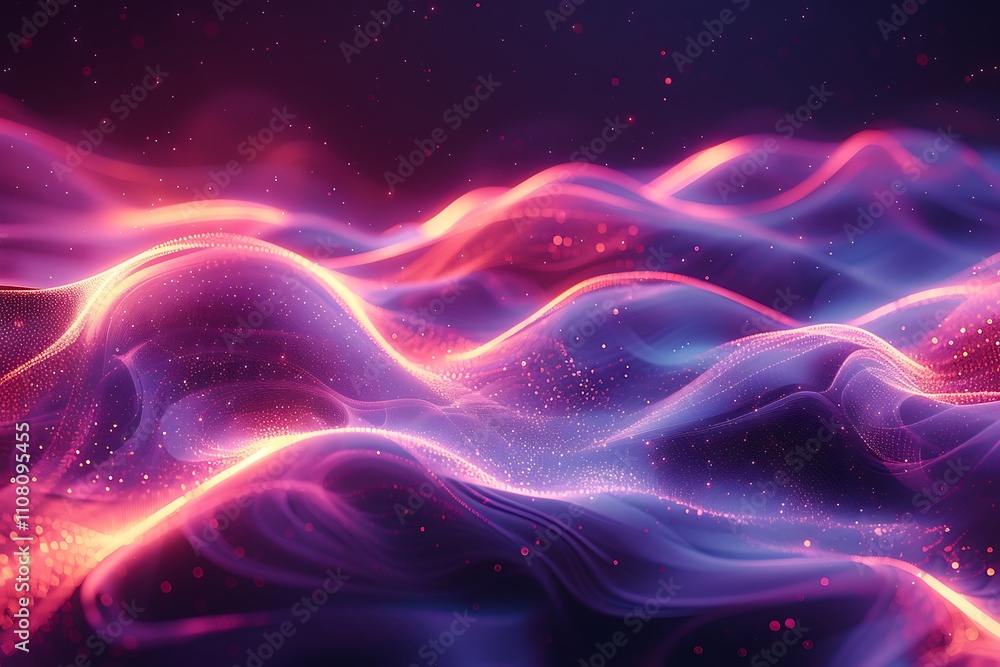 Obraz premium Abstract waves of light and color creating a dynamic visual effect.