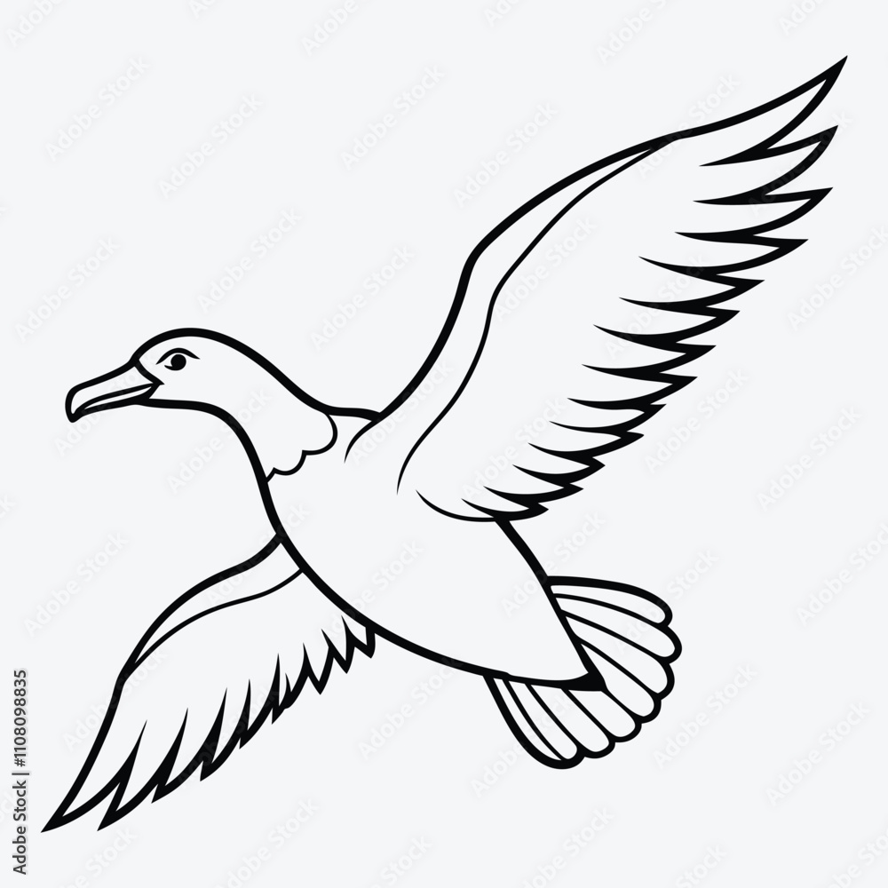 Obraz premium Albatross line art White background illustration Generative Ai