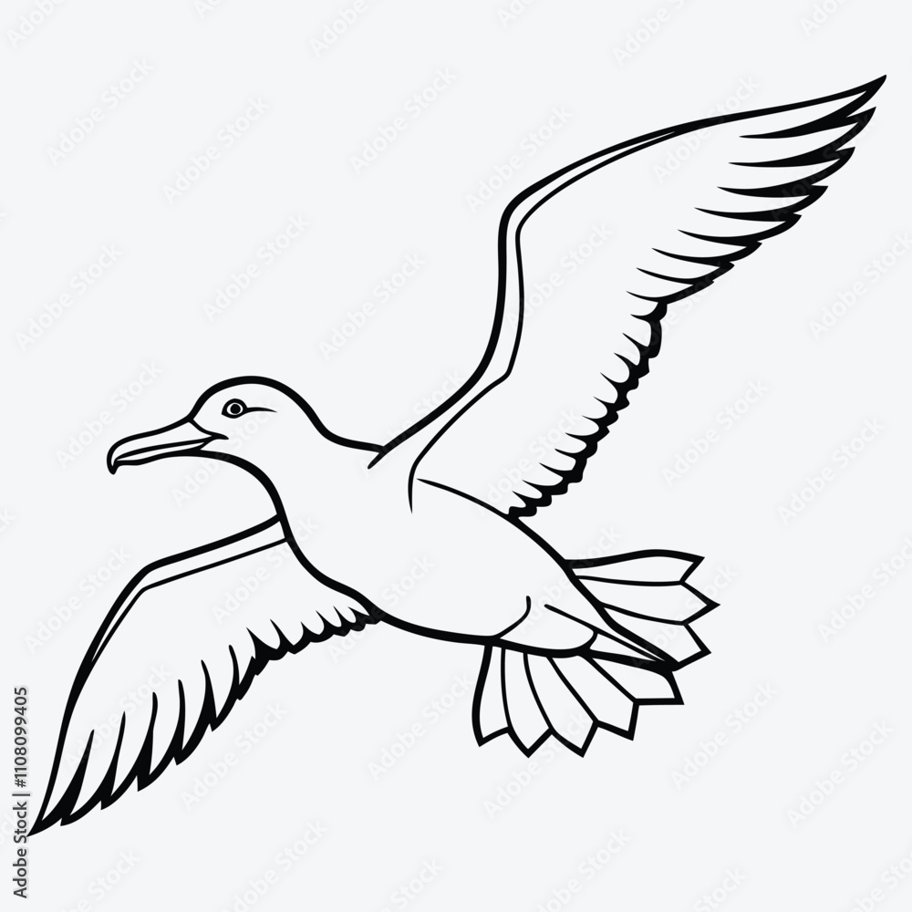Obraz premium Albatross line art White background illustration Generative Ai