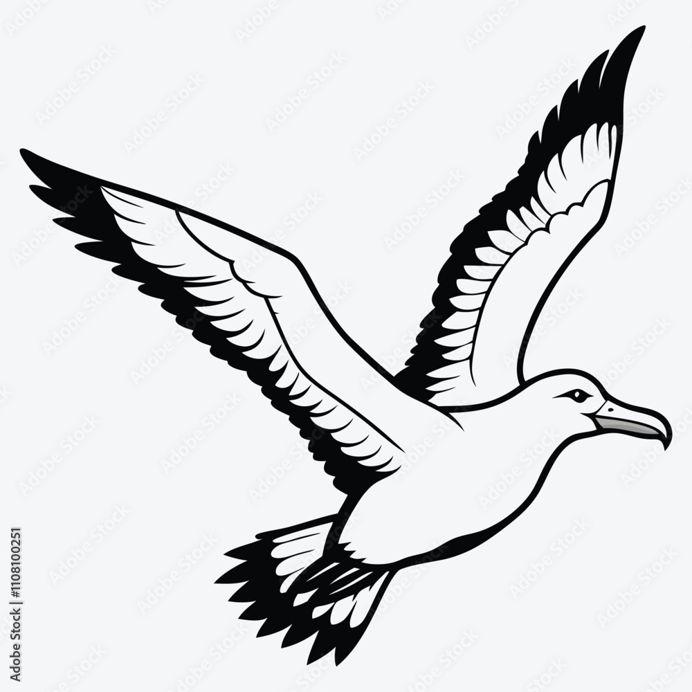 Fototapeta premium Albatross line art White background illustration Generative Ai