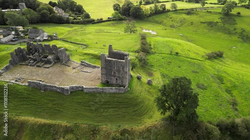 The Brough Castle, United Kingdom. Aerial footage. photo