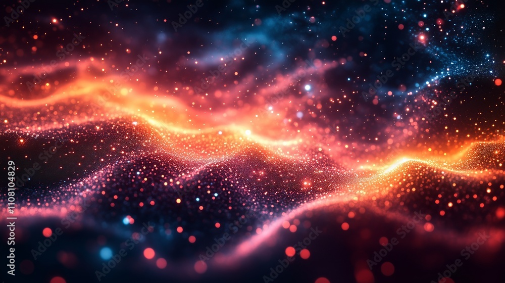 Fototapeta premium Futuristic computer network concept with dynamic glowing particles