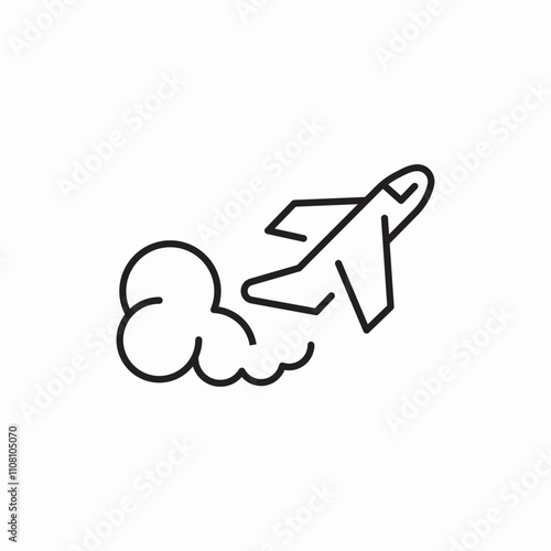 airplane smoke pollution icon sign vector