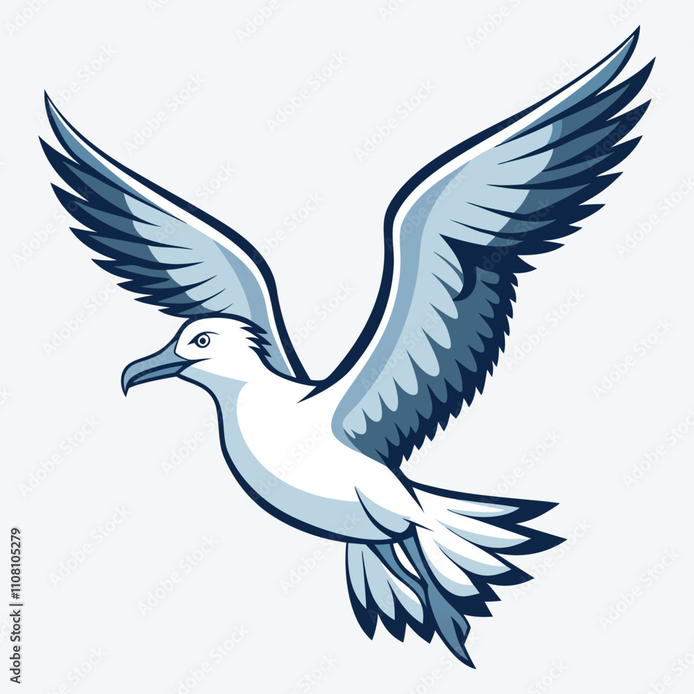 Fototapeta premium Albatross vector White background illustration Generative Ai